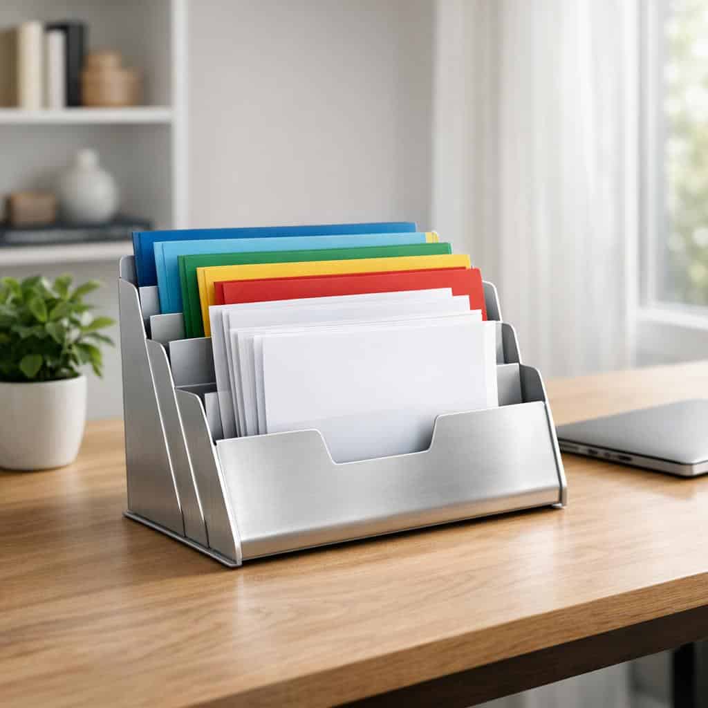 Home-Office aufräumen: Unterlagen griffbereit statt gestapelt